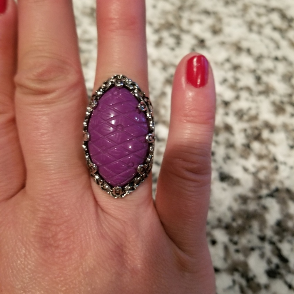 Purple Turquoise and sterling silver ring